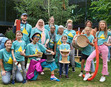 volunteers helping out