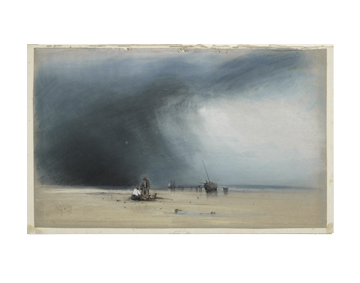 Henry Bright (1814-1873) - The Coming of The Storm, Yarmouth, Norfolk (1833). Pastel on paper (brown)