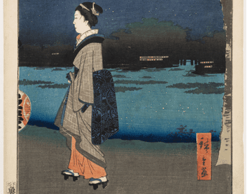 Detail from Night View of Matsuchiyama and the San’ya Canal from the series One Hundred Famous Views of Edo, Utagawa Hiroshige (1797–1858), the Whitworth 