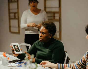 A maternity healthcare professional crafting