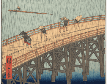 Detail from Sudden Shower over Shin-Ōhashi Bridge and Atake from the series One Hundred Famous Views of Edo, Utagawa Hiroshige (1797–1858), the Whitworth 