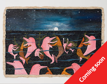 artwork featuring pink dolphins