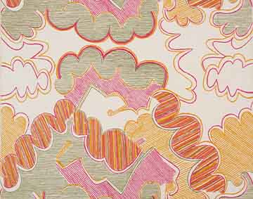 Screen-printed furnishing textile, by artist Shirley Craven, for Hull Traders, Five, detail, 1966-67. Photo: Michael Pollard